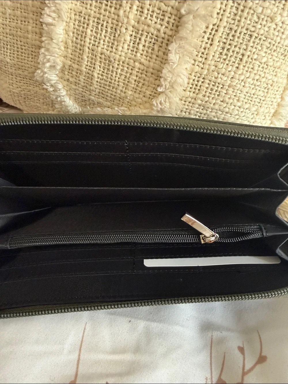 Mundi Dark Olive Pebbled Wristlet Clutch